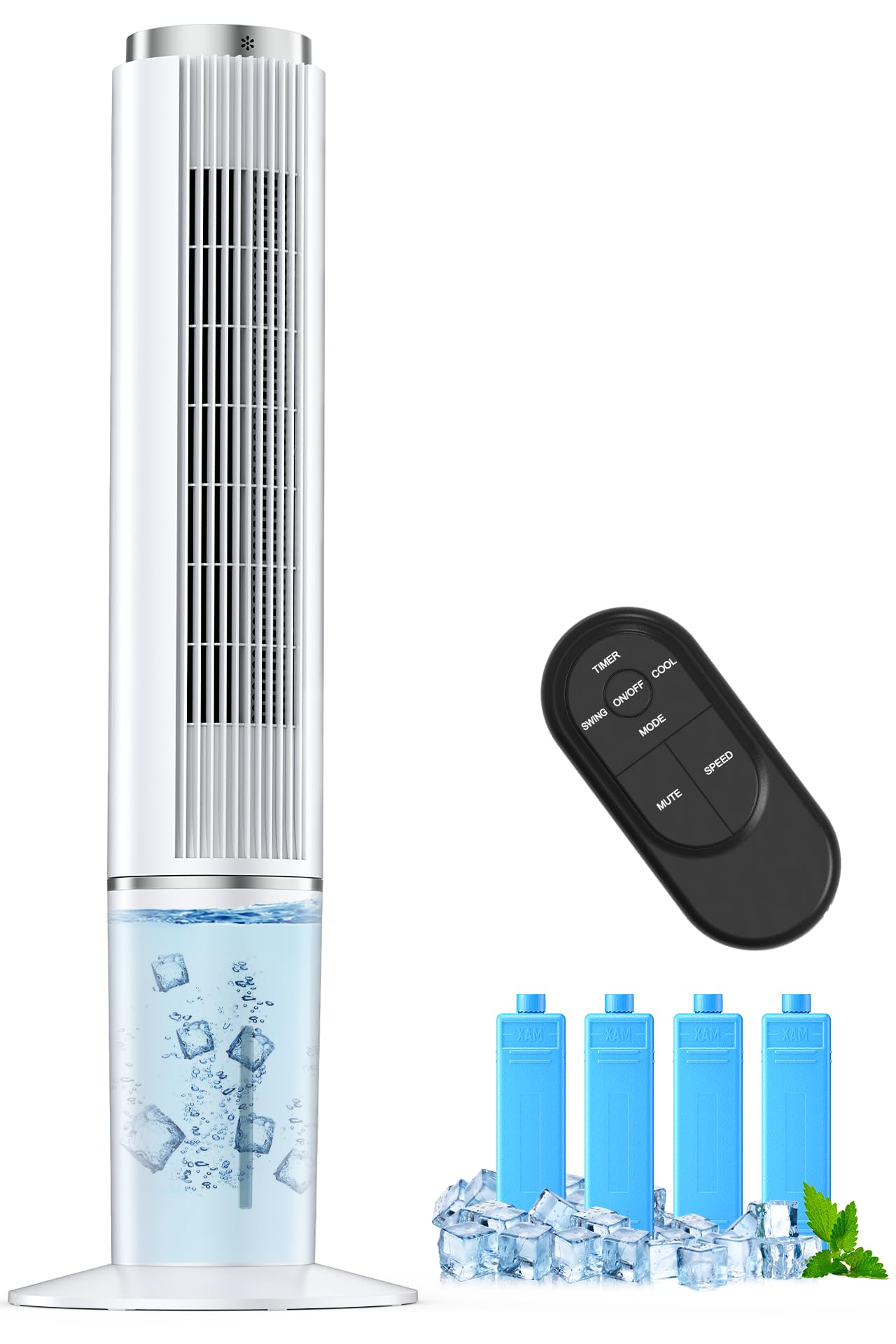 COASTY 冷風機 強力 人気 冷風扇 80W 超省エネタイプ 4L着脱式水タンク 無水警報機能 4つの保冷バッグ クーラー並みに涼しい 12時間タイマー 3段階風量&3つのモード 90°首振り リモコン5m遠隔操作 30dB静音 スポットクーラー 縦型タワーファン 冷風扇風機 冷房 ポータブルエアコンのような冷風機 スリムファン 熱中症対策 工事不要 エアコンが苦手な方 家庭用 12畳 寝室
