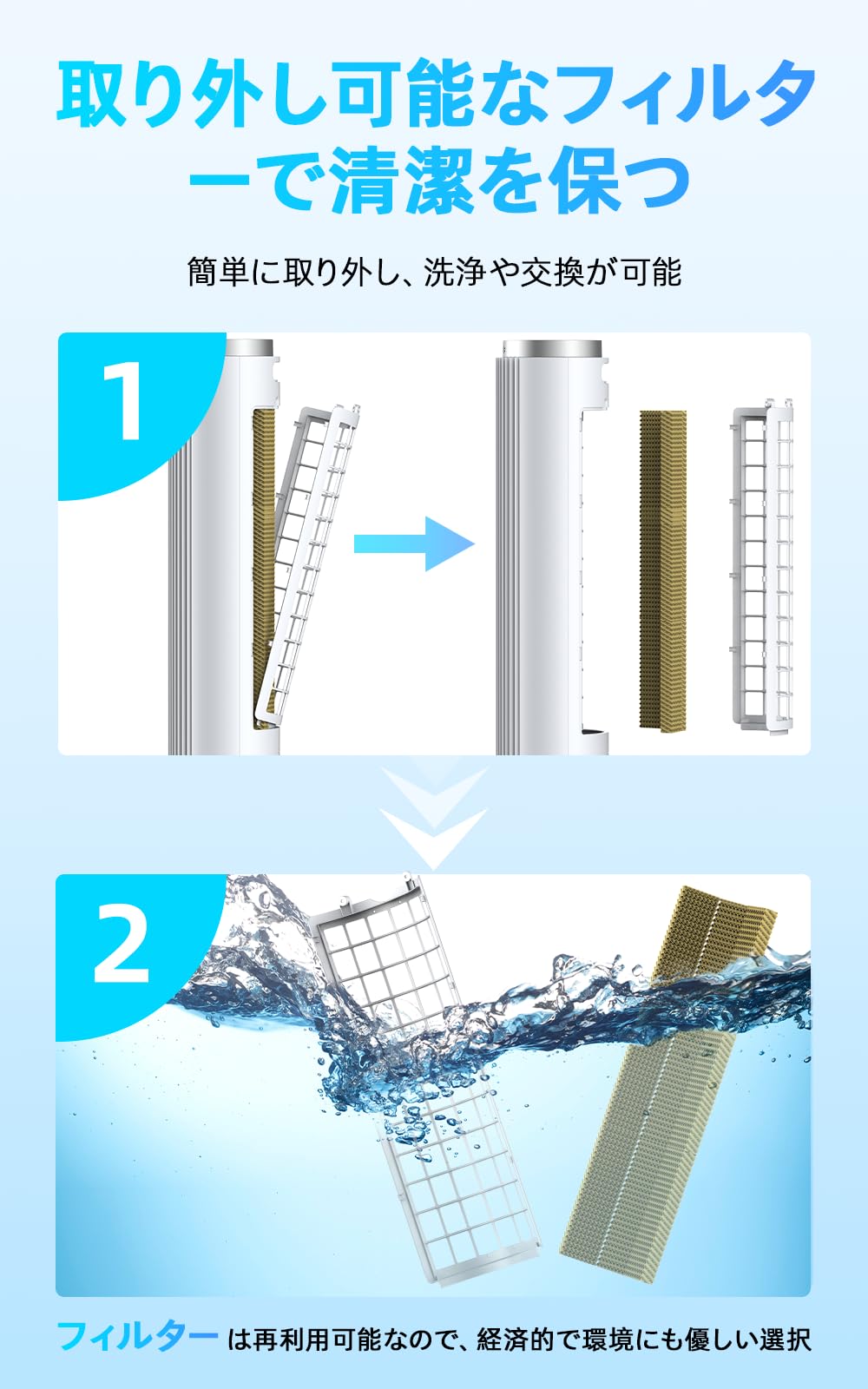 COASTY Cooling Fan, Powerful Cooling Fan, Super Energy Saving Type, 12 Hour Timer, 3 Modes, 90° Oscillation, Remote Control, 12 Degrees of Air Conditioning, 16.4 ft (5 m) Remote Control, 30 dB Silent